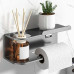Тримач для туалетного паперу настінний металевий з полицею 23х9х8 см - Полиця-органайзер в санвузол